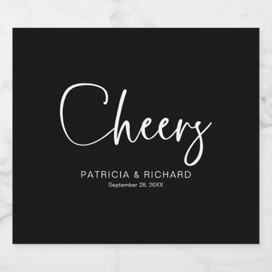 Proost Moderne Kalligrafie Bruiloft Sparkling Wijnetiket (Enkel label)