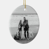 Proost Moderne Kerstmisfoto Minimaal Ontwerp Keramisch Ornament (Rechts)