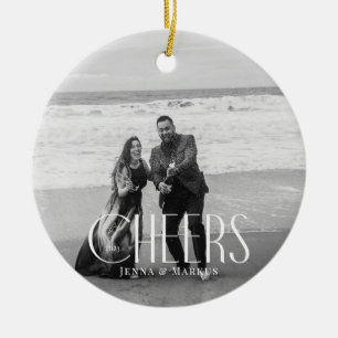 Proost Moderne Kerstmisfoto Minimaal Ontwerp Keramisch Ornament