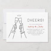 Proost! Moderne Whimsicale Handgetekende Dinnerpar Kaart (Voorkant)