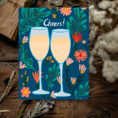Proost! Mousserende wijn Champagne Bloemen Gefelic Briefkaart