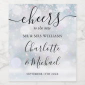 Proost Mr en Mrs Winter Sneeuwscript Bruiloft Wijn Etiket (Enkel label)