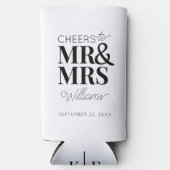 Proost Mr & Mrs Modern Wedding Typography Favor Seltzer Blikjeskoeler (Voorkant)