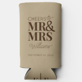 Proost Mr & Mrs Modern Wedding Typography Favor Seltzer Blikjeskoeler (Voorkant)
