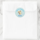 Proost + naam, bubbels ronde sticker (Tas)
