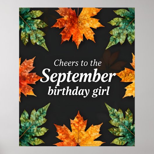 Proost naar de jarige meid in september tekst poster (Voorkant)