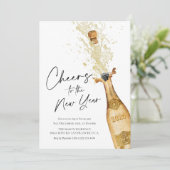 Proost naar de Nieuwjaarsfeest Uitnodiging (Staand voorkant)
