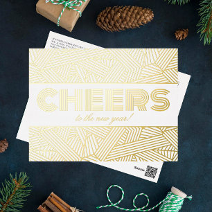 Proost naar het nieuwe jaar! Geometrische typograf Folie Feestdagen Briefkaart