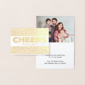 Proost naar het nieuwe jaar! Geometrische Typograf Folie Kaarten (Display)