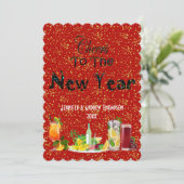 Proost naar het Nieuwe Jaar Groeten Rood Aangepast Kaart (Staand voorkant)