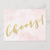 Proost! Nep Gouden Schrift Roze Waterverf Ansichtk Briefkaart (Voorkant)