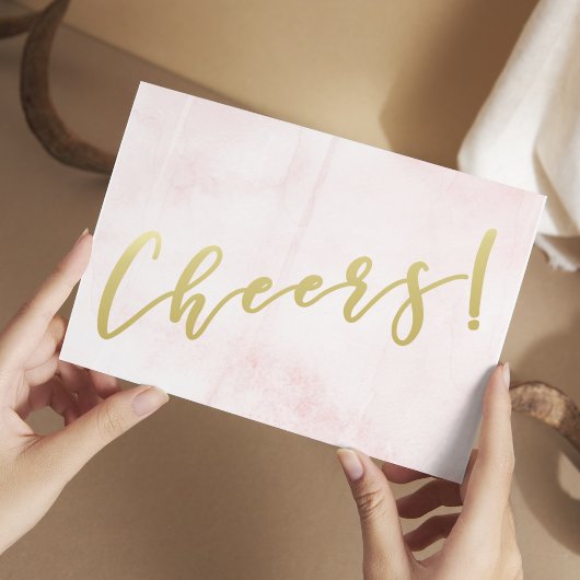 Proost! Nepgouden Schrift Roze Watercolor Ansichtk Briefkaart