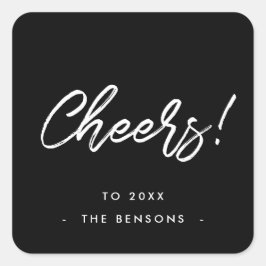 Proost Nieuwjaar zwart-wit moderne typografie Vierkante Sticker