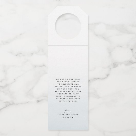 Proost Ocean blue waterverf bestemming bruiloft Flessenhanger (Achterkant)