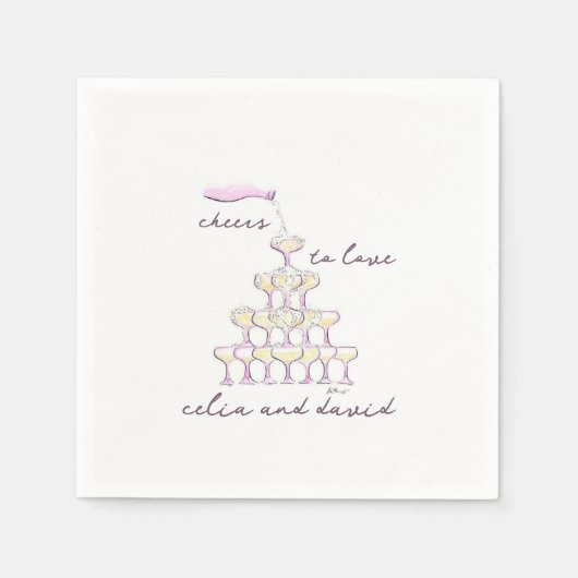 Proost om de liefde Hand getrokken bril bruiloft Servet (Voorkant)