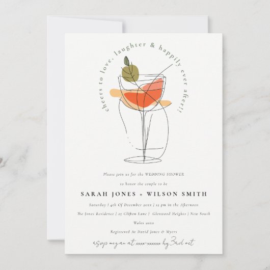 Proost om te houden van moderne cocktail wijn brui kaart (Voorkant)