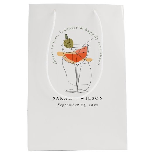 Proost om te houden van moderne cocktail wijn brui medium cadeauzakje (Voorkant)