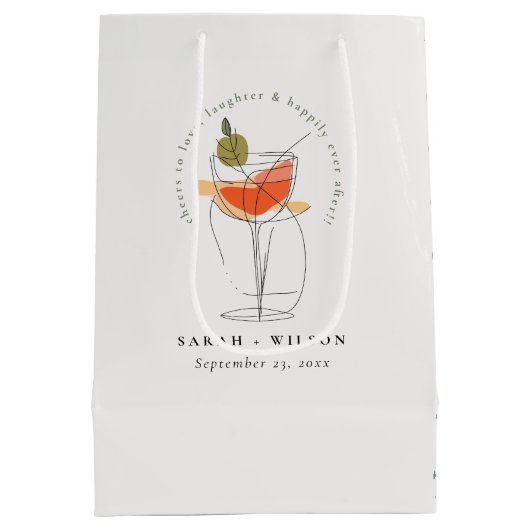 Proost om te houden van moderne cocktail wijn brui medium cadeauzakje (Achterkant)