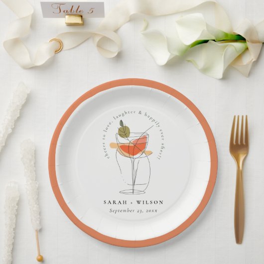 Proost om te houden van moderne cocktail wijn brui papieren bordje (Huwelijk)