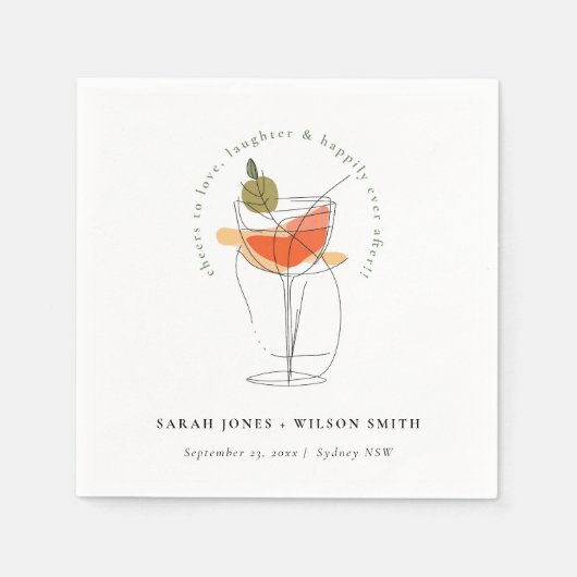 Proost om te houden van moderne cocktail wijn brui servet (Voorkant)