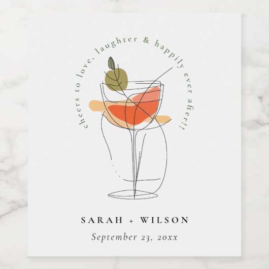 Proost om te houden van moderne cocktail wijn brui wijn etiket (Enkel label)