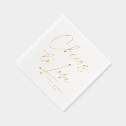 Proost om te houden van moderne script bruiloft folie servetten (Rechts)