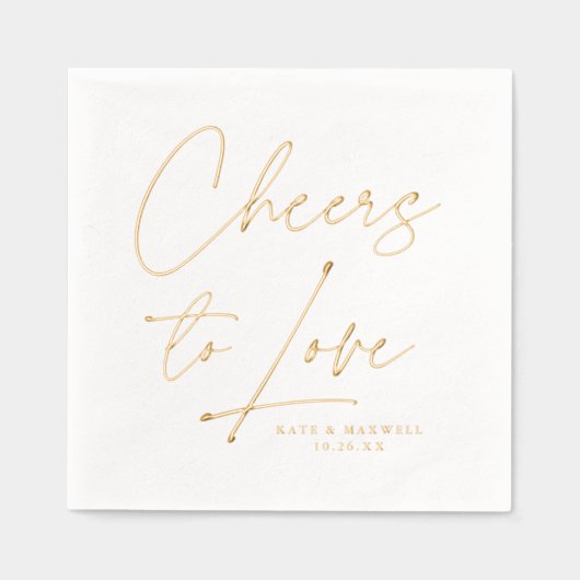 Proost om te houden van moderne script bruiloft folie servetten (Voorkant)
