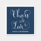 Proost om te houden van Navy Blue Wedding Monogram Servet (Voorkant)