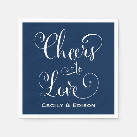 Proost om te houden van Navy Blue Wedding Monogram Servet (Voorkant)