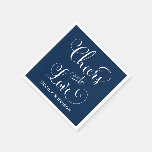 Proost om te houden van Navy Blue Wedding Monogram Servet (Hoek)
