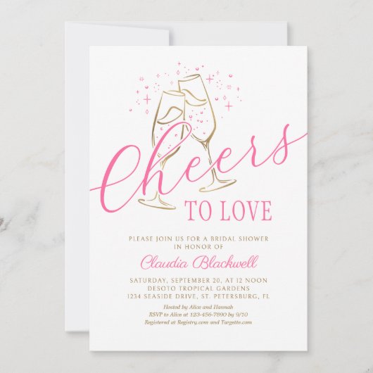 Proost om te houden van roze gouden bruids douche  kaart (Voorkant)