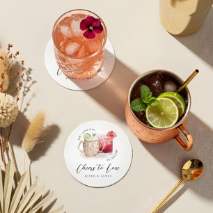 Proost om te houden van Waterverf Cocktail Drinken Ronde Kartonnen Onderzetter