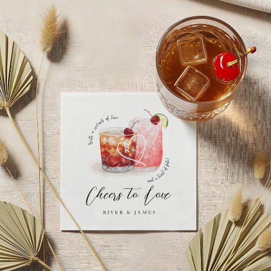 Proost om te houden van Waterverf Cocktail Drinken Servet