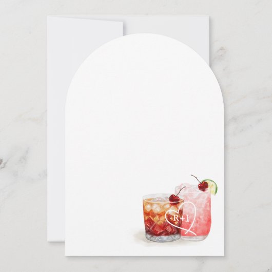 Proost om te houden van Waterverf koppels cocktail Kaart (Achterkant)