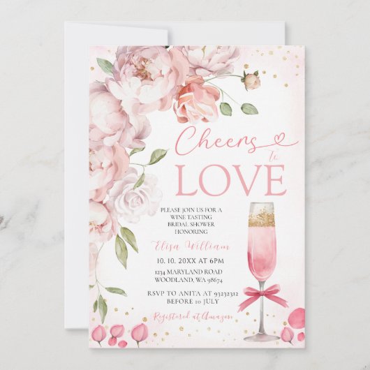 Proost om te houden van wijnproeverij Floral Vrijg Kaart (Voorkant)