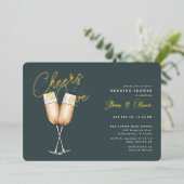 Proost om van donkergroen Vrijgezellenfeest te hou Folie Uitnodiging (Staand Voorkant)