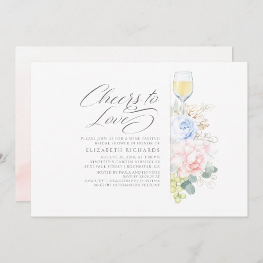 Proost om van het roze Vrijgezellenfeest van wijn  Kaart (Voorkant / Achterkant)