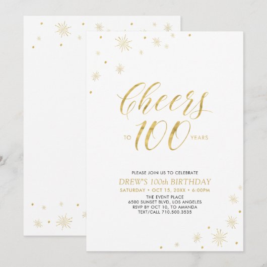 Proost op 100 | Goud & Witte 100ste verjaardagsfee Kaart (Voorkant / Achterkant)
