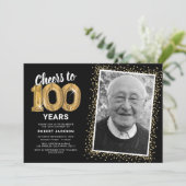 Proost op 100 jaar 100e verjaardagsfoto kaart (Staand voorkant)