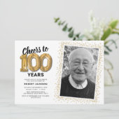 Proost op 100 jaar 100e verjaardagsfoto kaart (Staand voorkant)