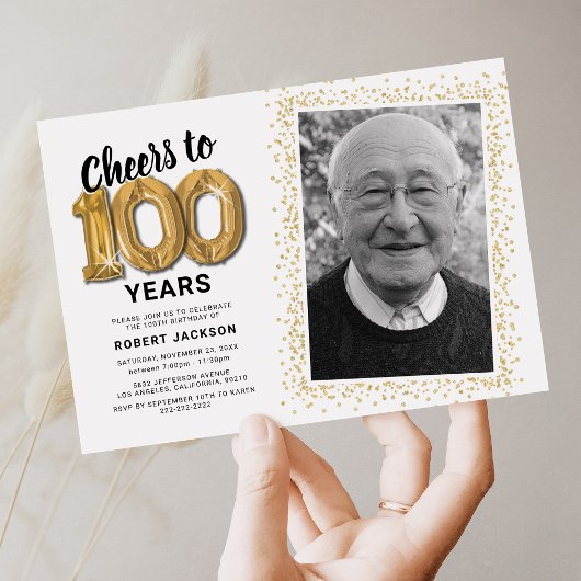 Proost op 100 jaar 100e verjaardagsfoto kaart