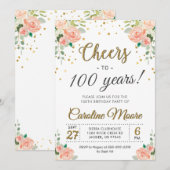 Proost op 100 jaar dames 100e verjaardagsfeestje kaart (Voorkant / Achterkant)