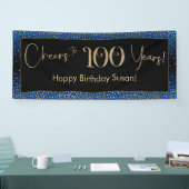 Proost op 100 jaar verjaardag, Blauw Goud Zwart Spandoek (Beurs)