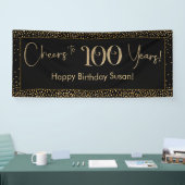 Proost op 100 jaar Verjaardag Goud en Zwart Spandoek (Beurs)