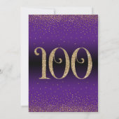 Proost op 100 Jaar Verjaardagsfeestje Paars Kaart (Achterkant)