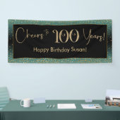 Proost op 100 jaar Verjaardagslicht Blauwgroen Gou Spandoek (Beurs)