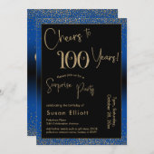 Proost op 100 jaar Verrassingsfeestje, Blauw Kaart (Voorkant / Achterkant)