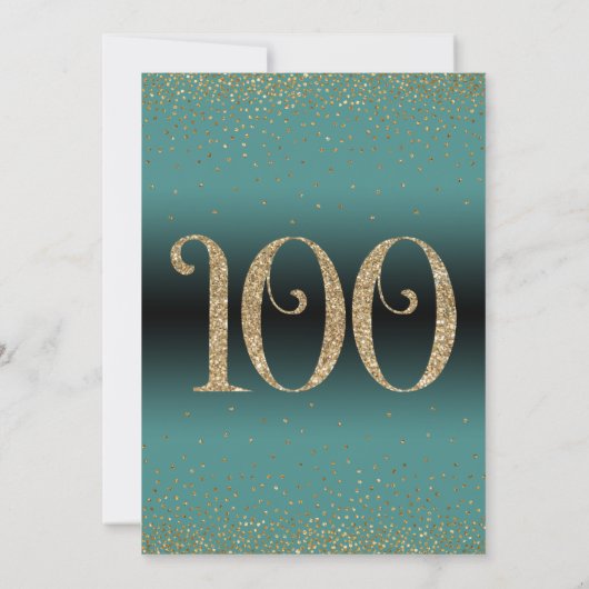 Proost op 100 jaar Verrassingsfeestje, Blauwgroen Kaart (Achterkant)