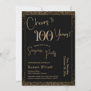 Proost op 100 jaar Verrassingsfeestje, zwart Kaart