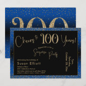 Proost op 100 jaar Verrassingsverjaardag, Blauw Kaart (Voorkant / Achterkant)